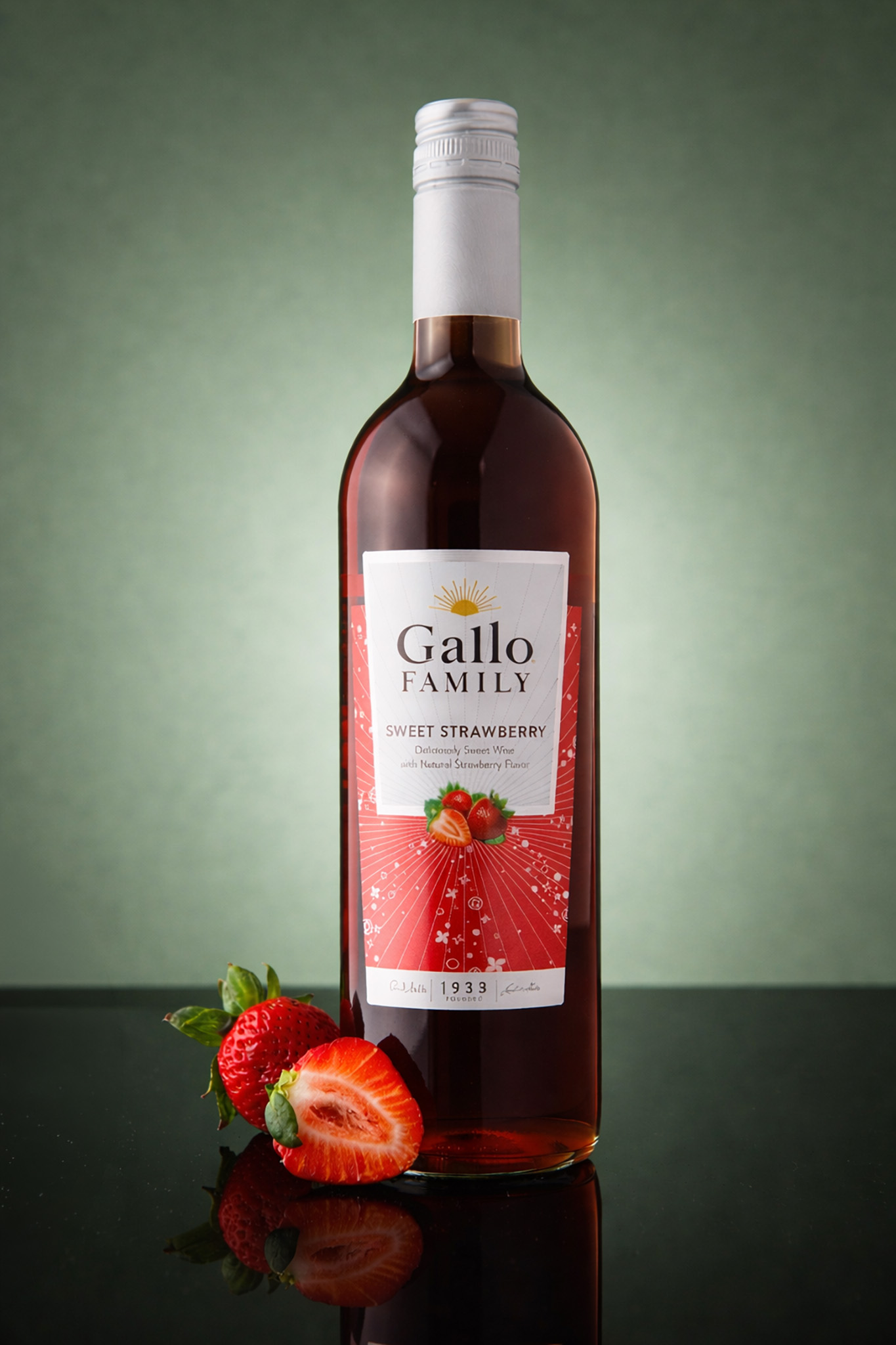 Gallo strawberry wine bottle with berries